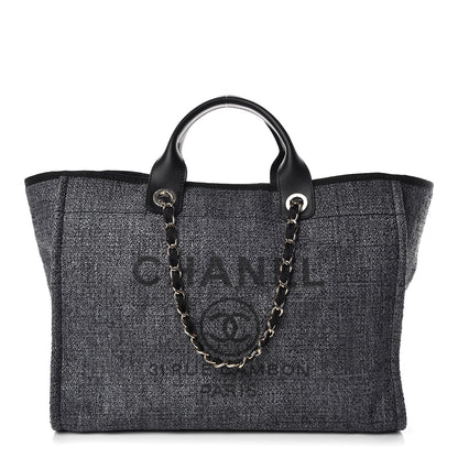Chanel Woven Straw Raffia Large Deauville Tote Grey 1 of 10
