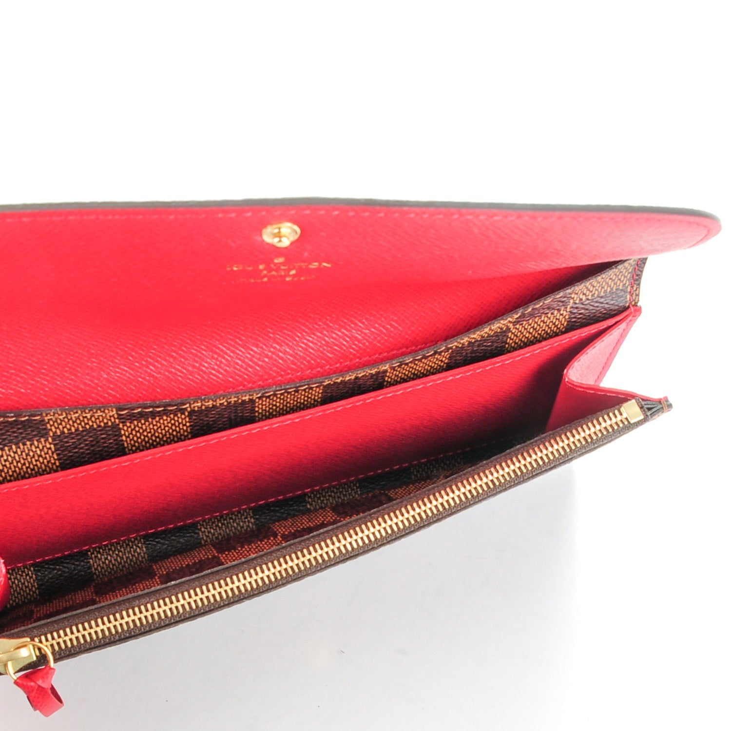 Louis Vuitton Damier Ebene Emilie Wallet Red 5 of 7