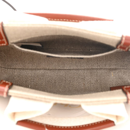 Chloe Cotton Calfskin Mini Woody Ribbon Tote White Brown 5 of 10