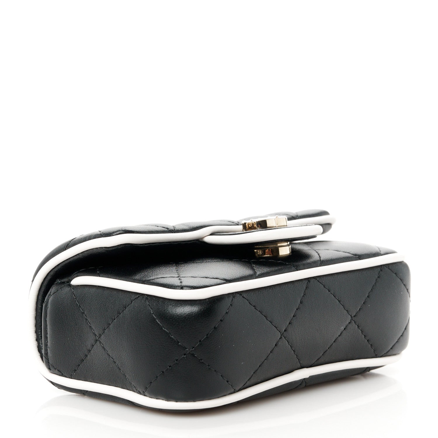 Chanel Lambskin Quilted Resin CC Flap Clutch With Chain Black White 4 of 10