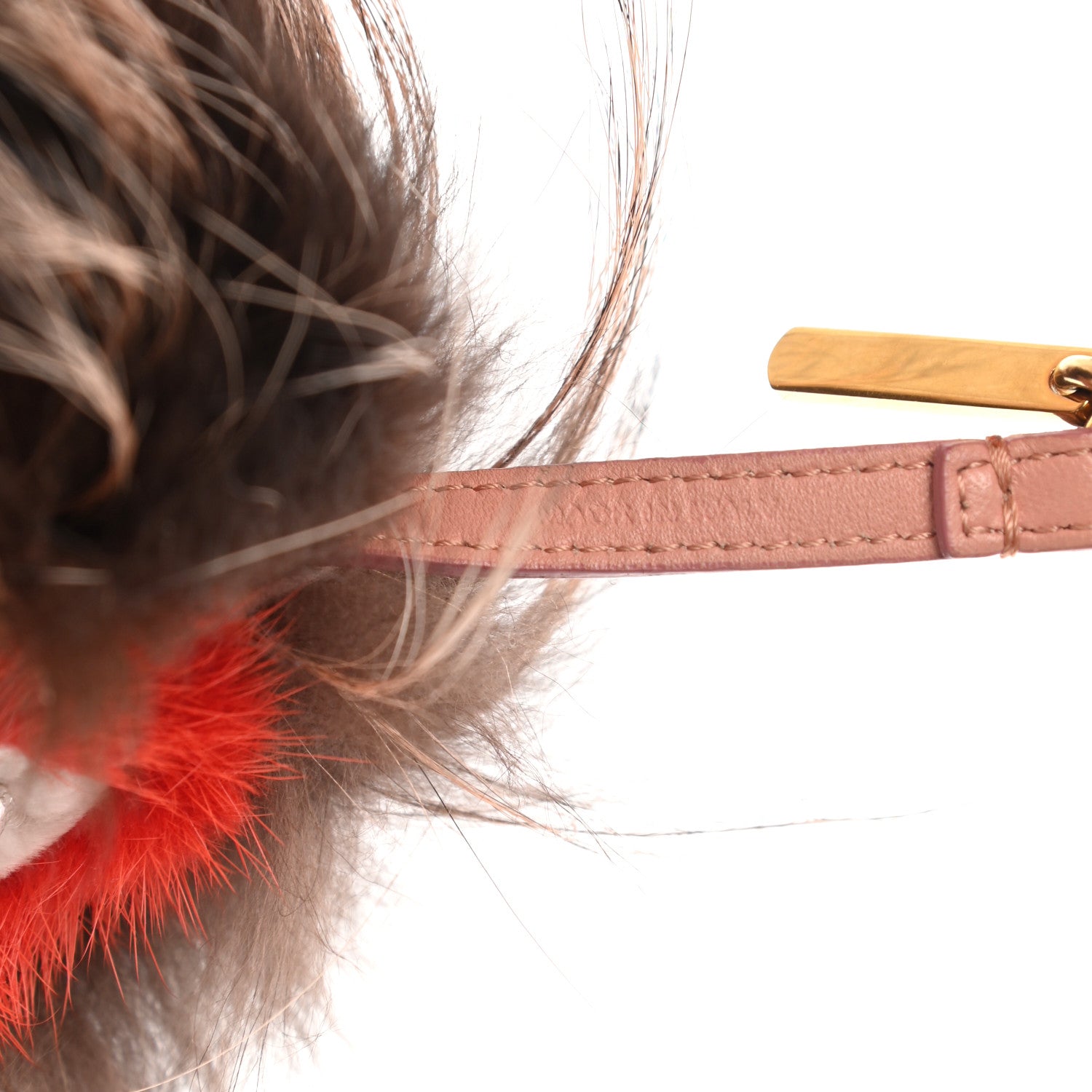 Fendi Rabbit Mink Fox Fur Furry Yang Monster Bag Bug Charm Red Pink 4 of 4
