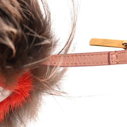 Fendi Rabbit Mink Fox Fur Furry Yang Monster Bag Bug Charm Red Pink 4 of 4