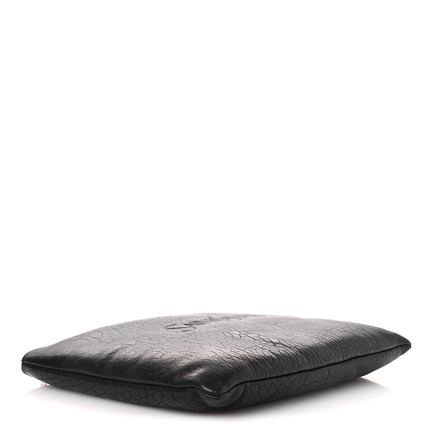 Calfskin Large Puffy Pouch Black