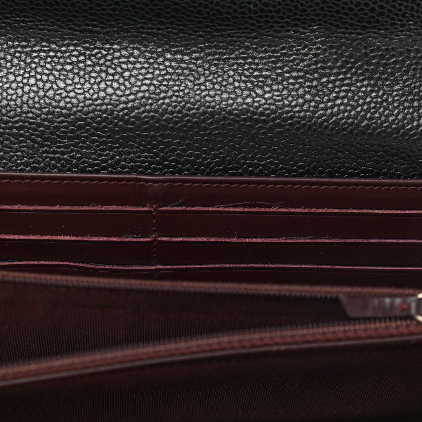 Caviar Quilted Large Gusset Flap Wallet Black