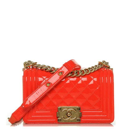 Chanel Patent Calfskin Quilted Small Boy Flap Orange 1 of 7