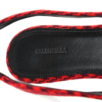 Balenciaga Tweed Prince Of Wales BB Knife Pointy Toe Slingback Flats 36 Red Black 6 of 8