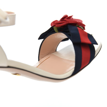 Gucci Malaga Kid Web Rose Ankle Strap Sandals 39.5 Mystic White 12 of 13