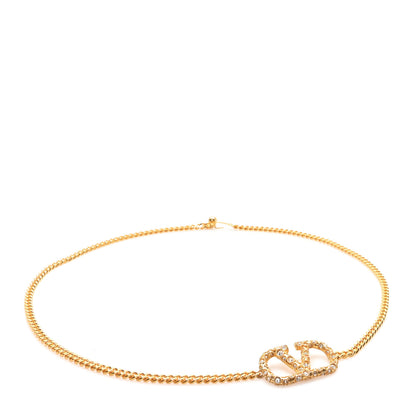Valentino Garavani Brass Crystal VLogo Chain Belt 1 of 5