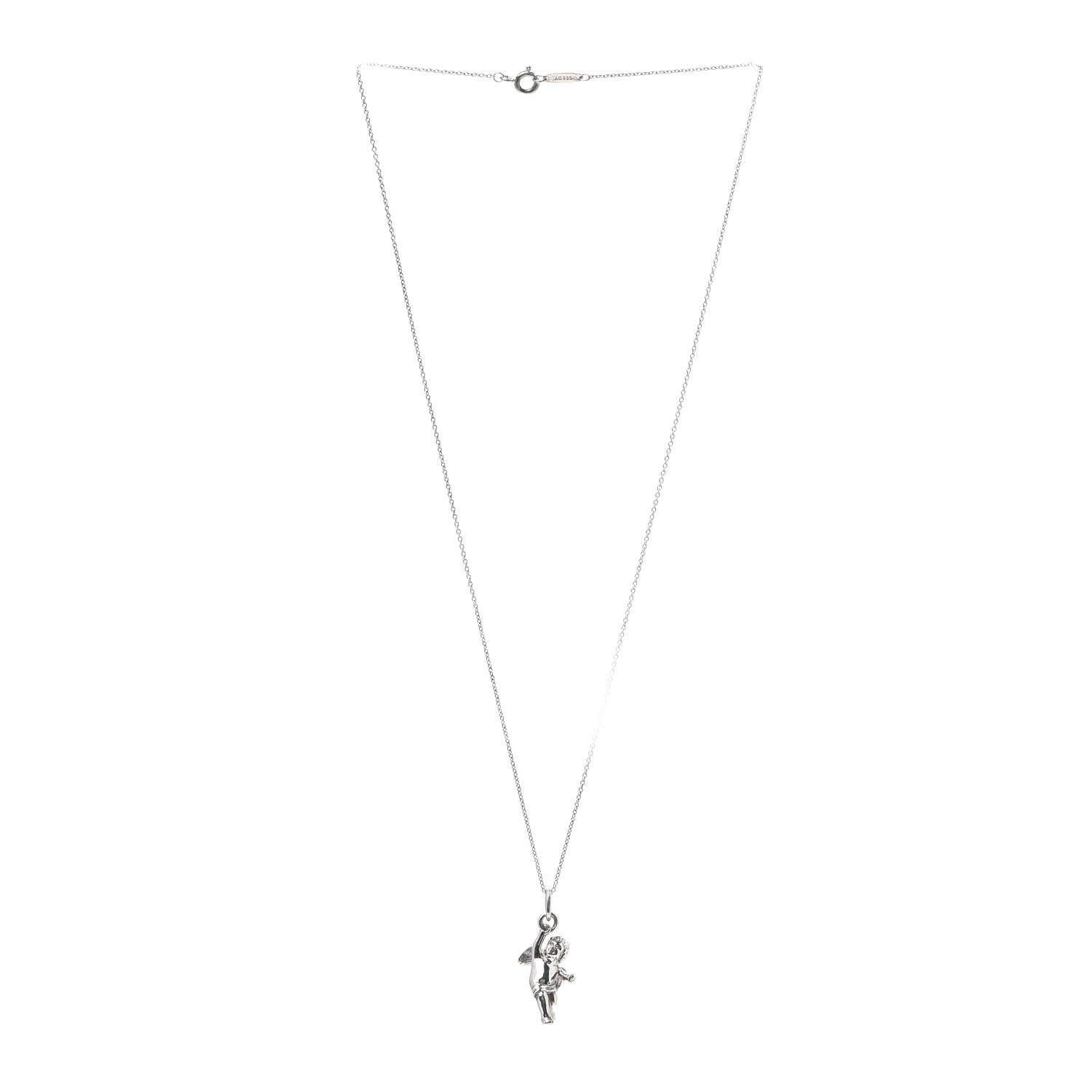 Tiffany Sterling Silver Cherub Pendant Necklace 3 of 6