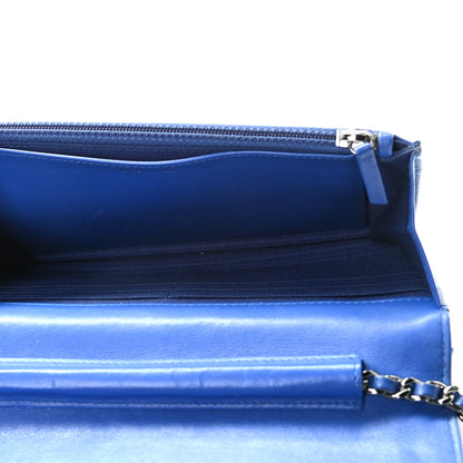 Chanel Patent Quilted Wallet On Chain WOC Blue 8 of 10