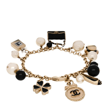 Chanel Pearl CC Charm Bracelet Black Gold 2 of 3