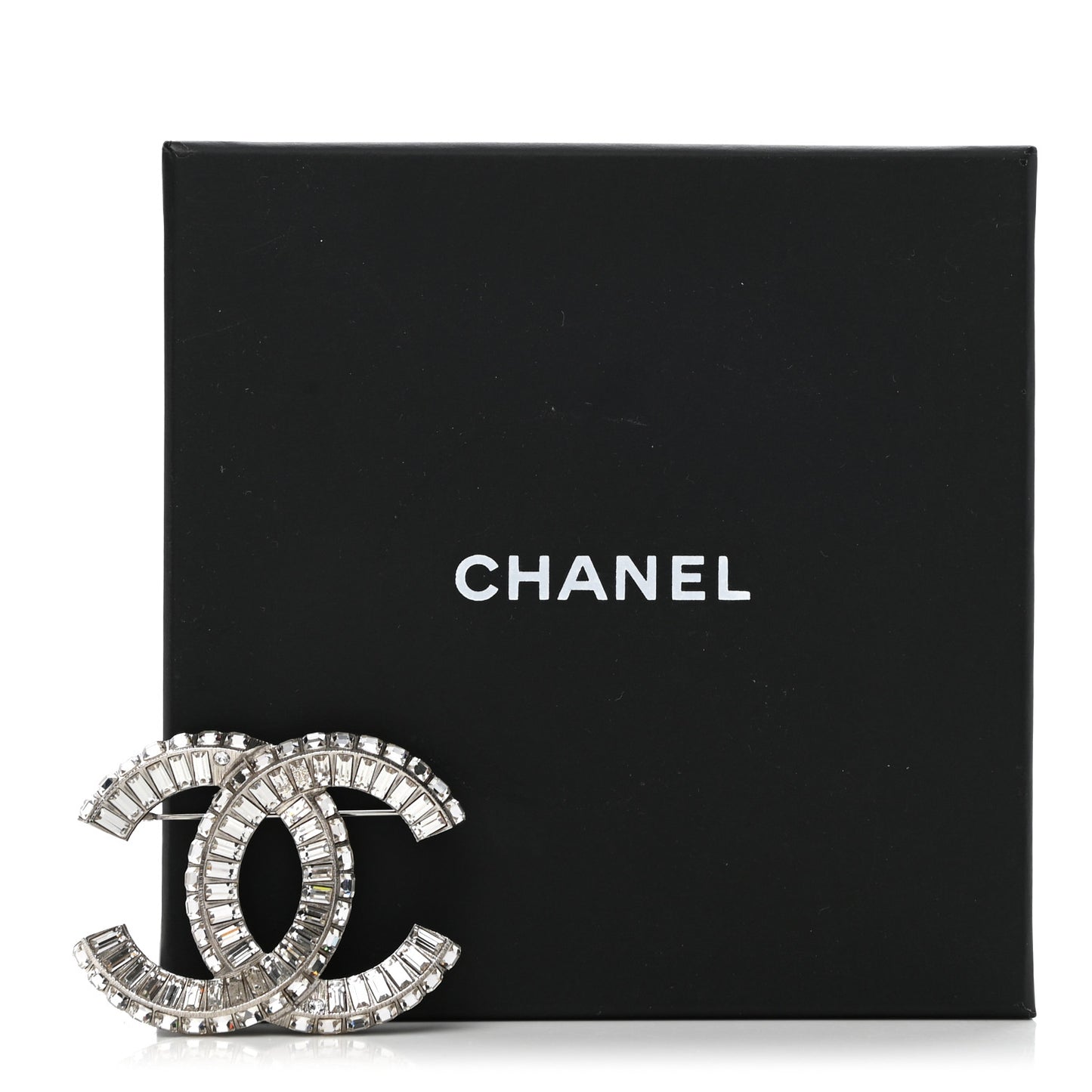 Baguette Crystal CC Brooch Silver
