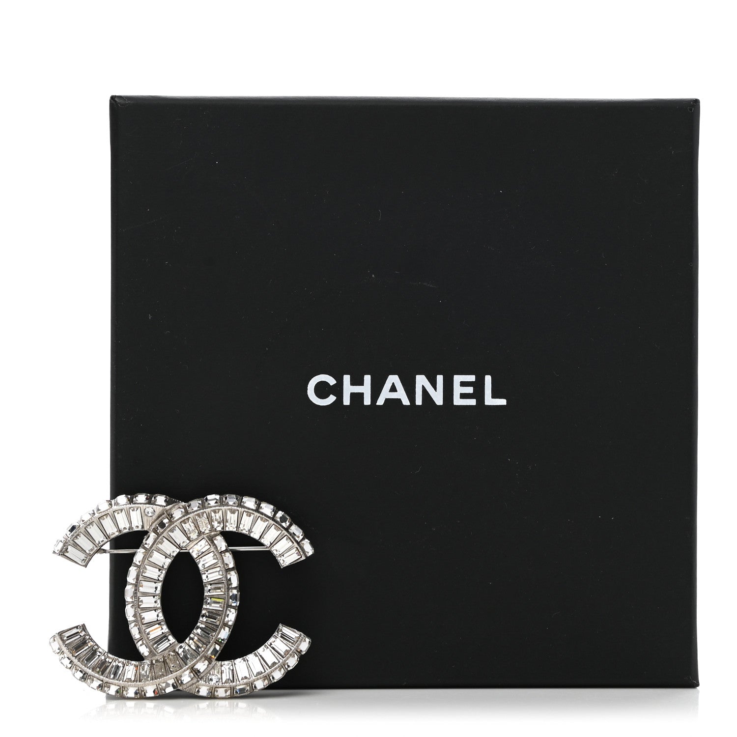 Chanel Baguette Crystal CC Brooch Silver 5 of 5
