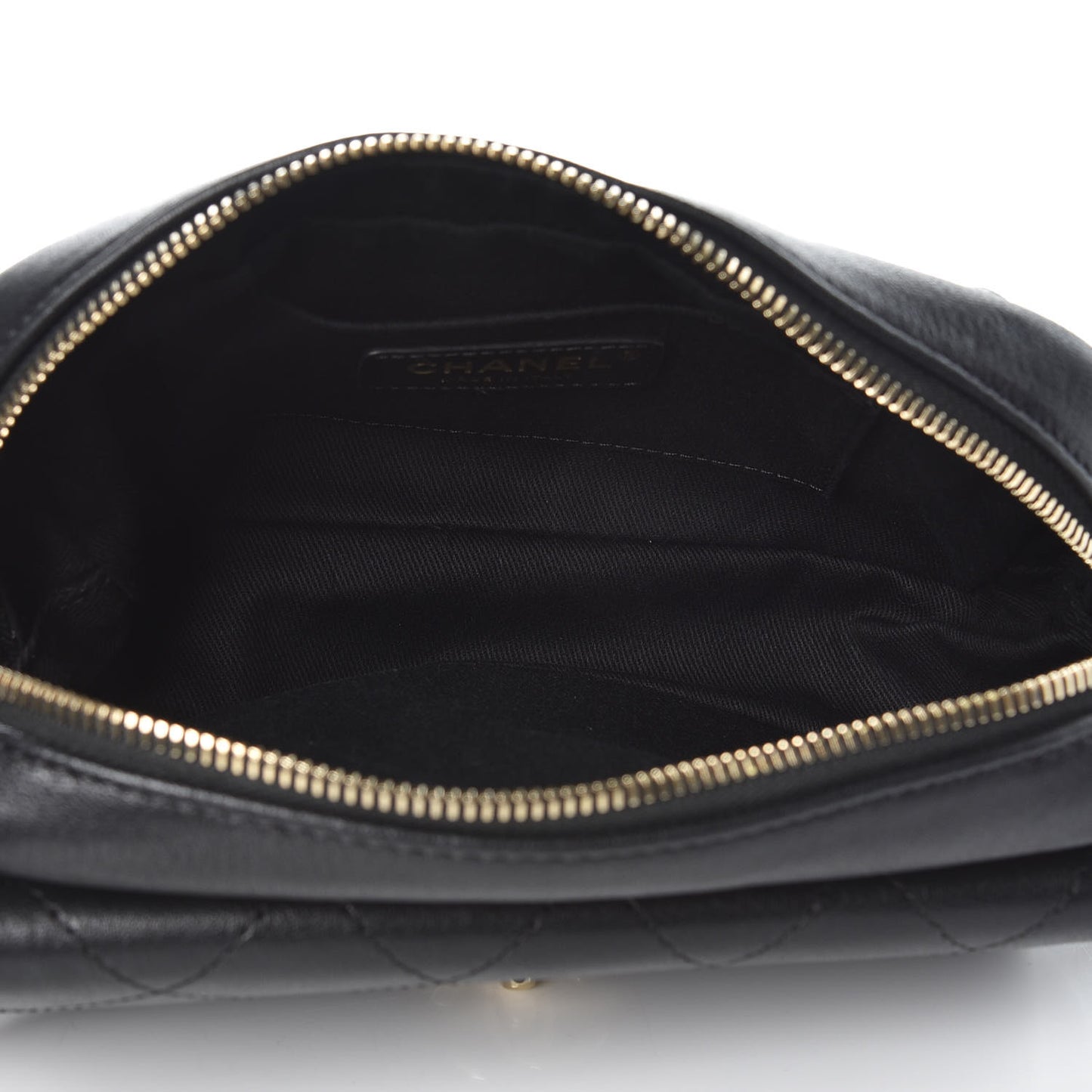Calfskin Stitched Casual Trip Waist Bag Black