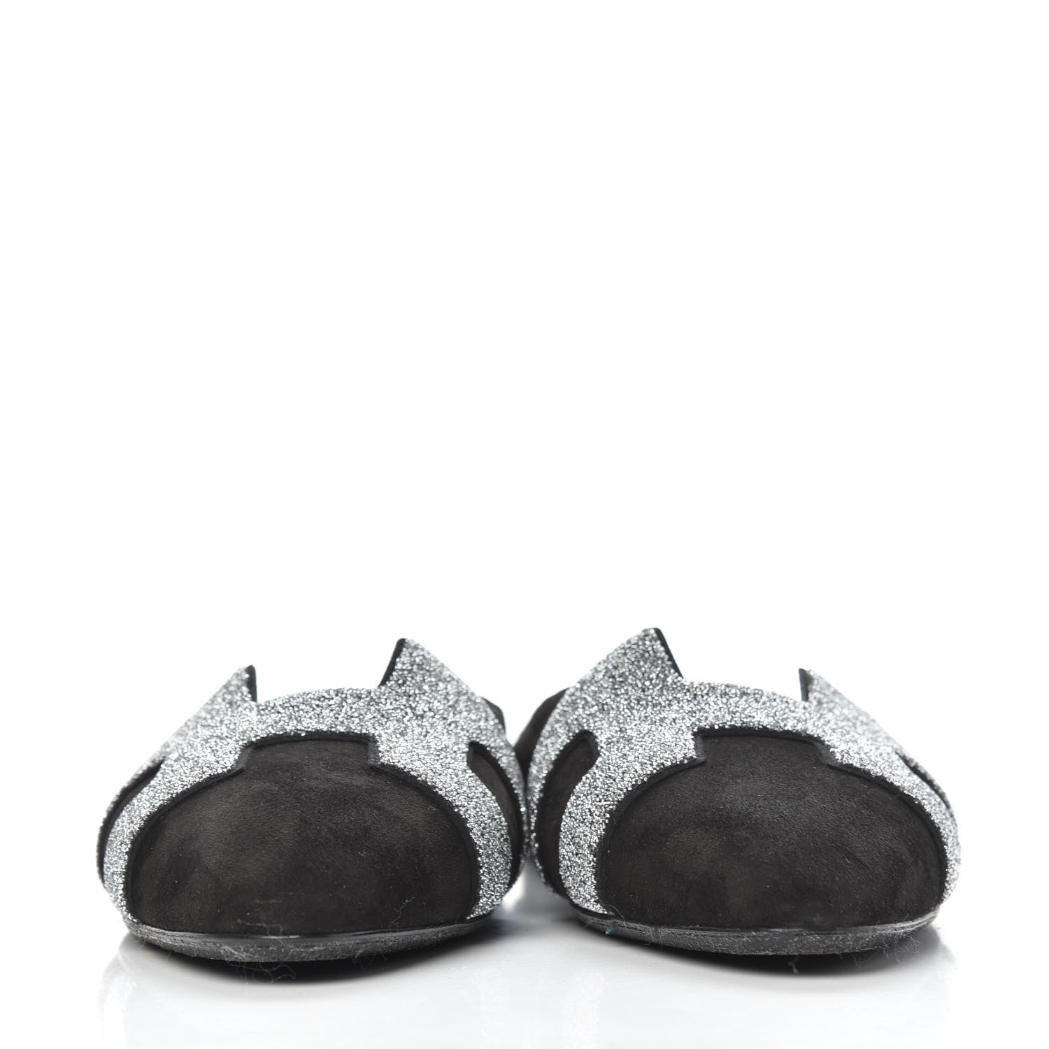 Hermes Suede Goatskin Crystal Roxane Mules 39 Gris Argente Black 3 of 11