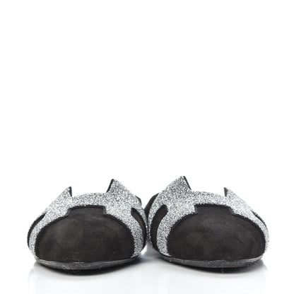 Hermes Suede Goatskin Crystal Roxane Mules 39 Gris Argente Black 3 of 11