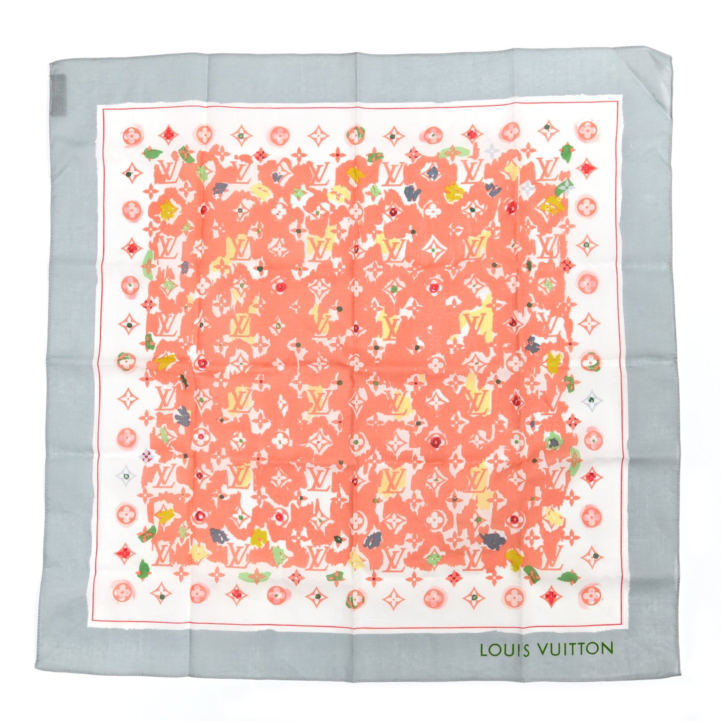 Silk Monogram Watercolor Square Scarf Multicolor