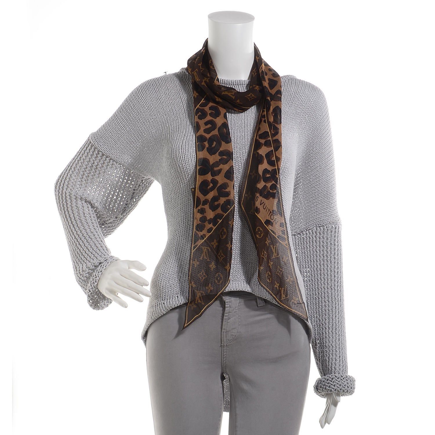 Louis Vuitton Silk Crepe Leopard Monogram Scarf 2 of 5