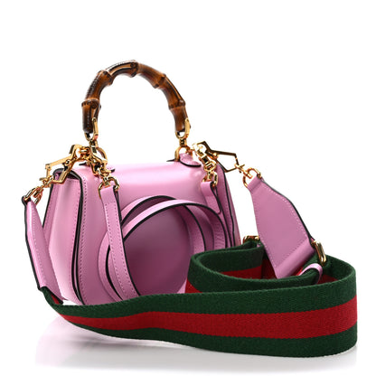 Gucci Boarded Dyana Lux Calfskin Web Mini Bamboo 1947 Top Handle Bag Nice Pink 3 of 8