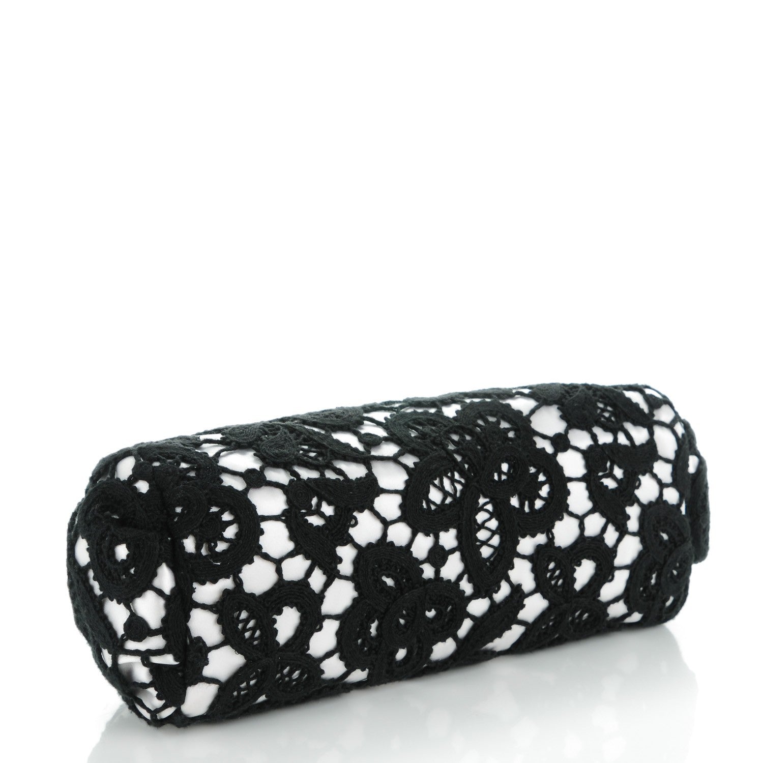 Chanel Lace Timeless Perfume Bottle Top Clutch Black White 4 of 7