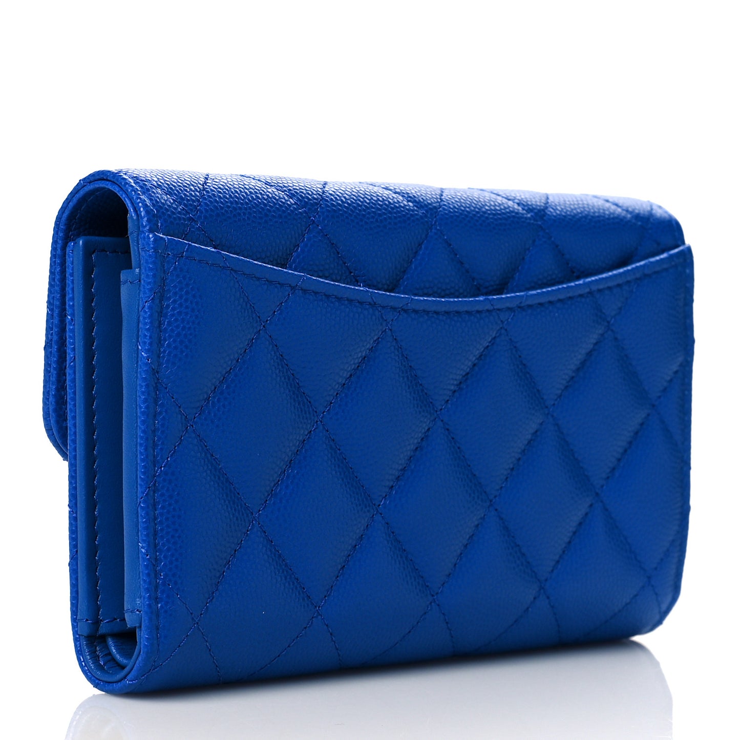 Caviar Quilted Medium Flap Wallet Blue