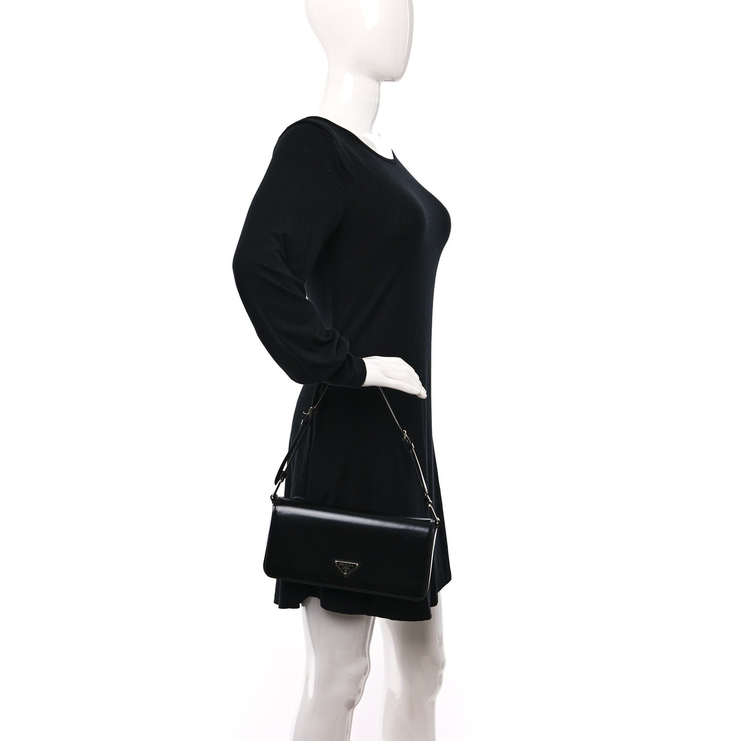 Spazzolato Femme Flap Shoulder Bag Black