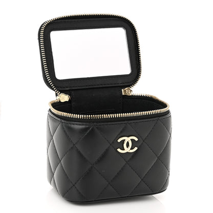 Chanel Lambskin Quilted Top Handle Mini Vanity Case With Chain Black 5 of 11