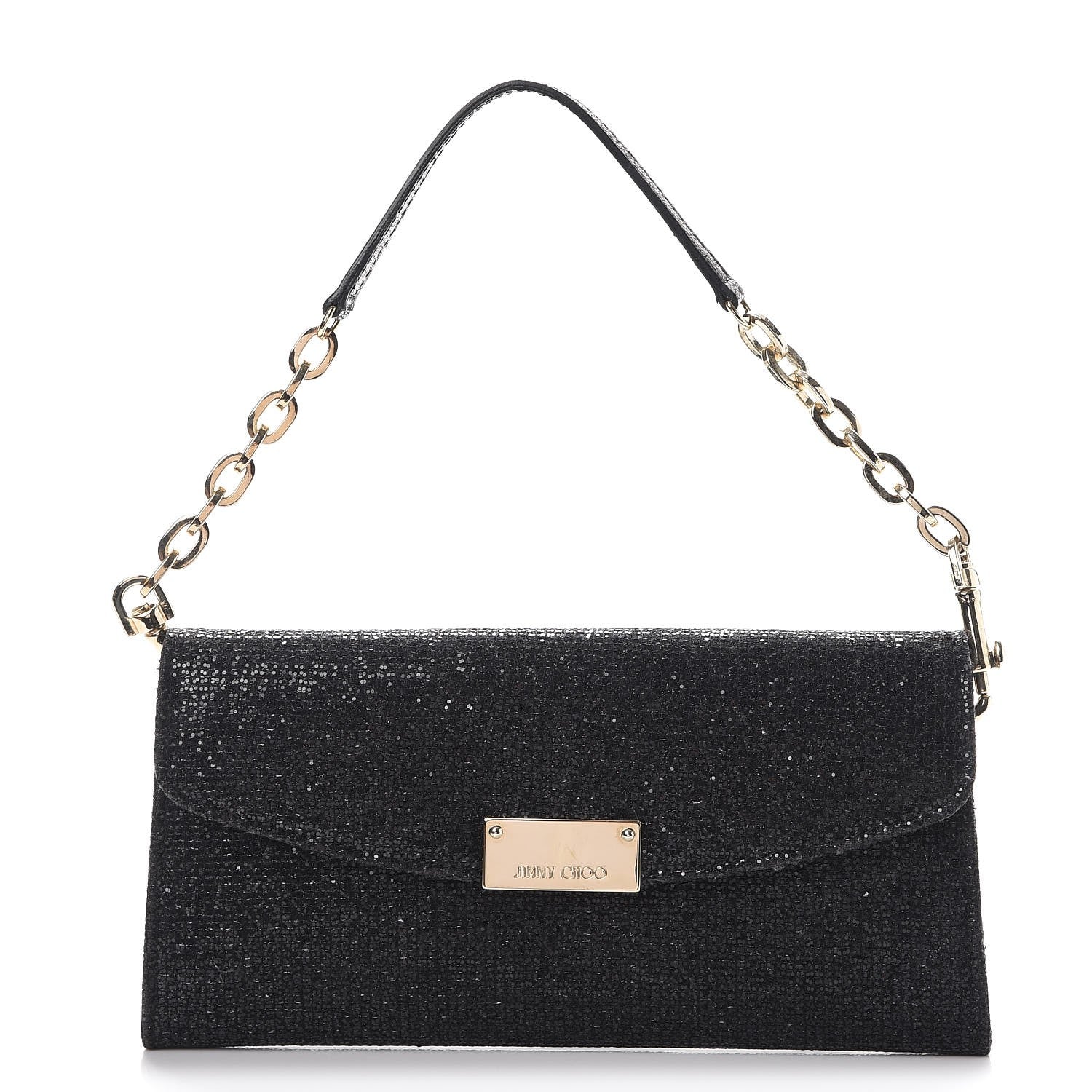 Jimmy Choo Glitter Riane Clutch Bag Black 1 of 12