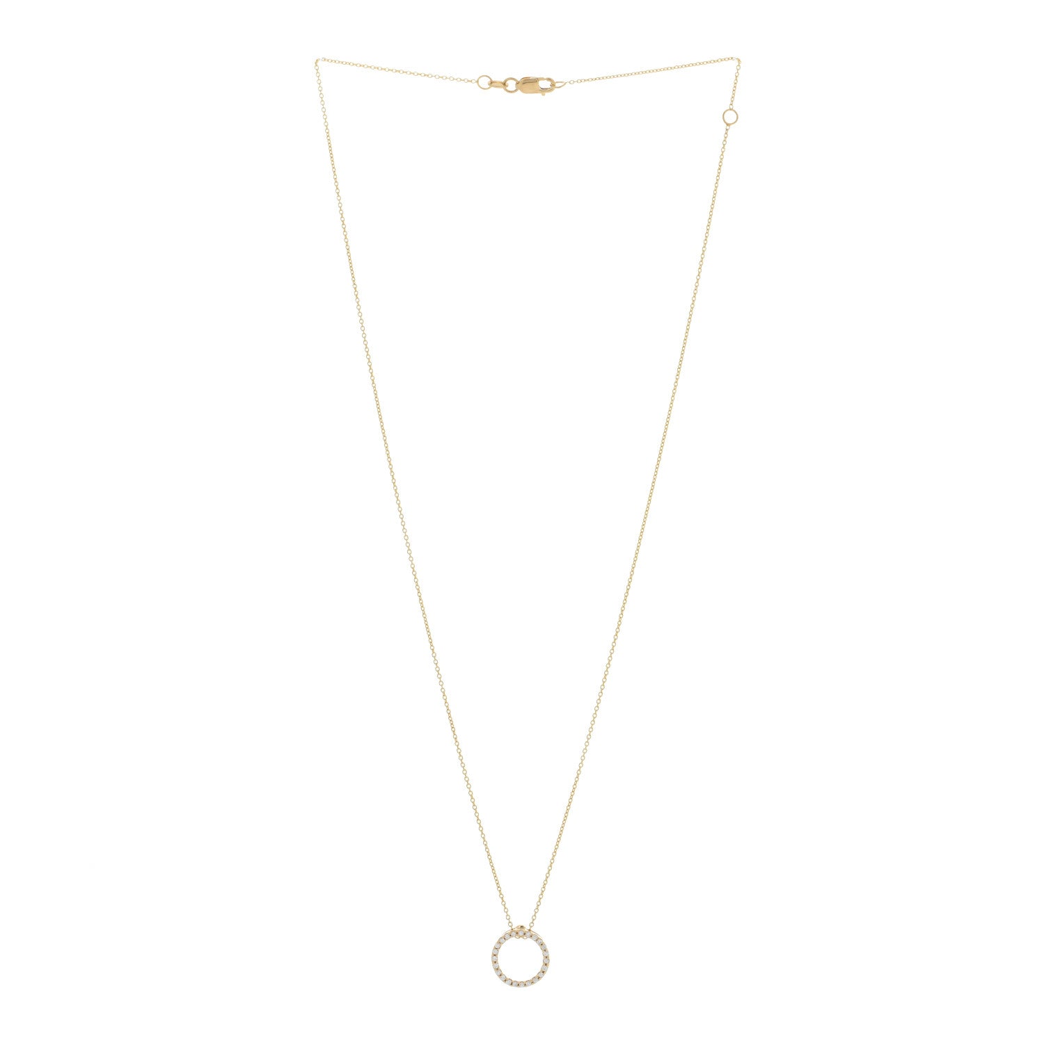 Roberto Coin 18K Yellow Gold Diamond Tiny Treasures .09ctw Circle Pendant Necklace 2 of 5