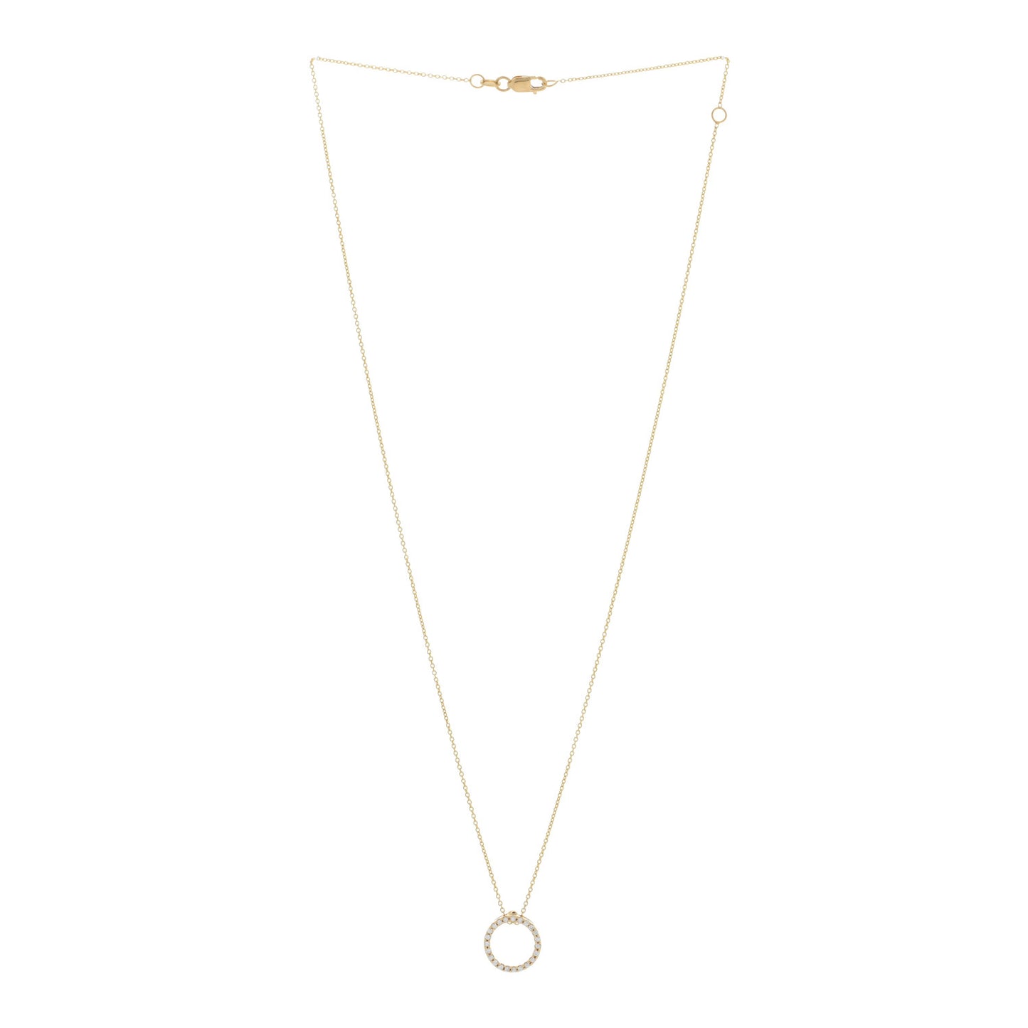 18K Yellow Gold Diamond Tiny Treasures .09ctw Circle Pendant Necklace
