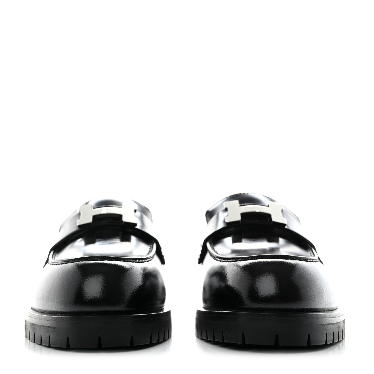 Hermes Calfskin Womens Faubourg Loafers 37.5 Black 2 of 10