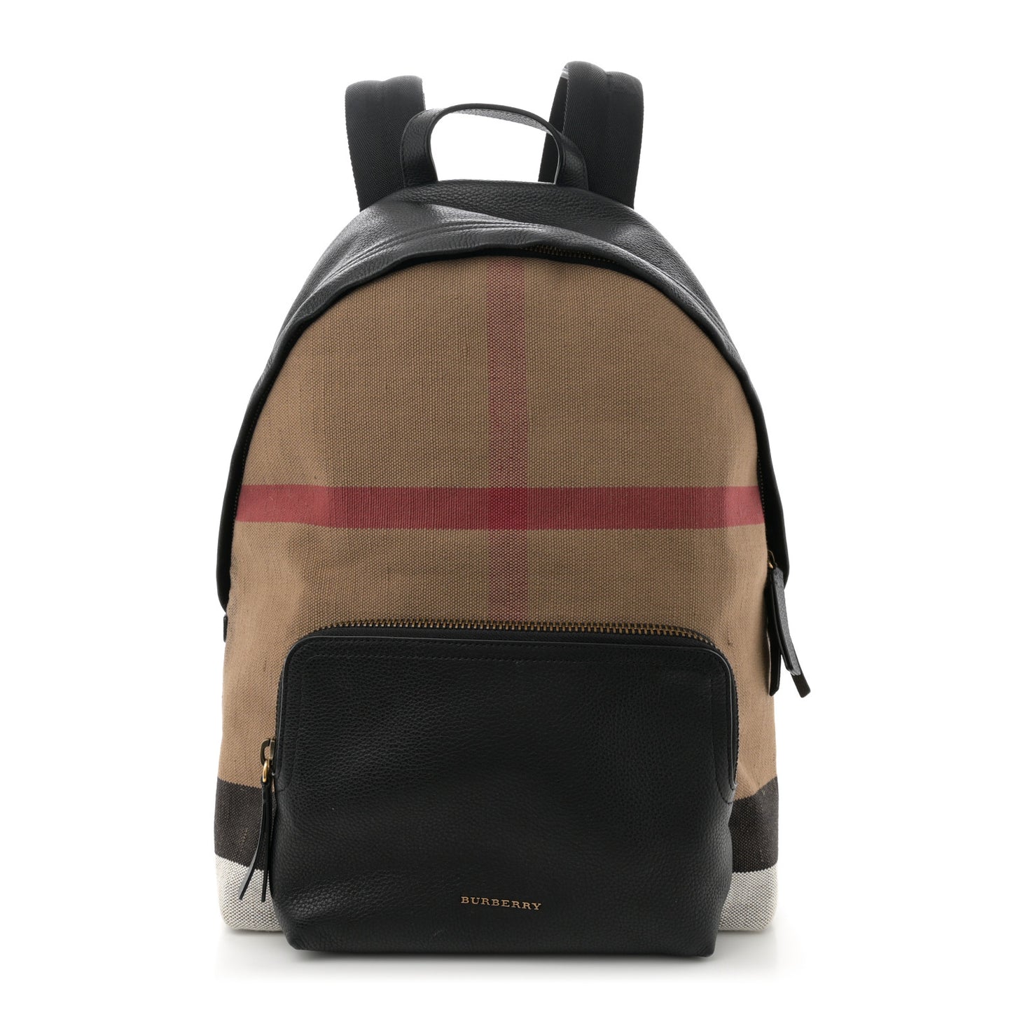 Mega Check Calfskin Abbeydale Simple Backpack Black Camel