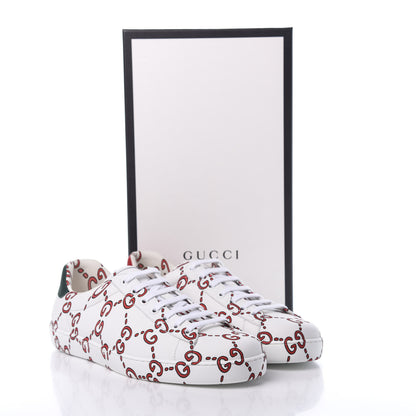 Gucci Calfskin GucciGhost Print Mens Ace Sneakers 10 White Hibiscus Red 8 of 8