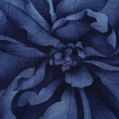Hermes Cashmere Silk Une Rose Pour Alma Shawl 140 Bleu Chine Encre 2 of 5