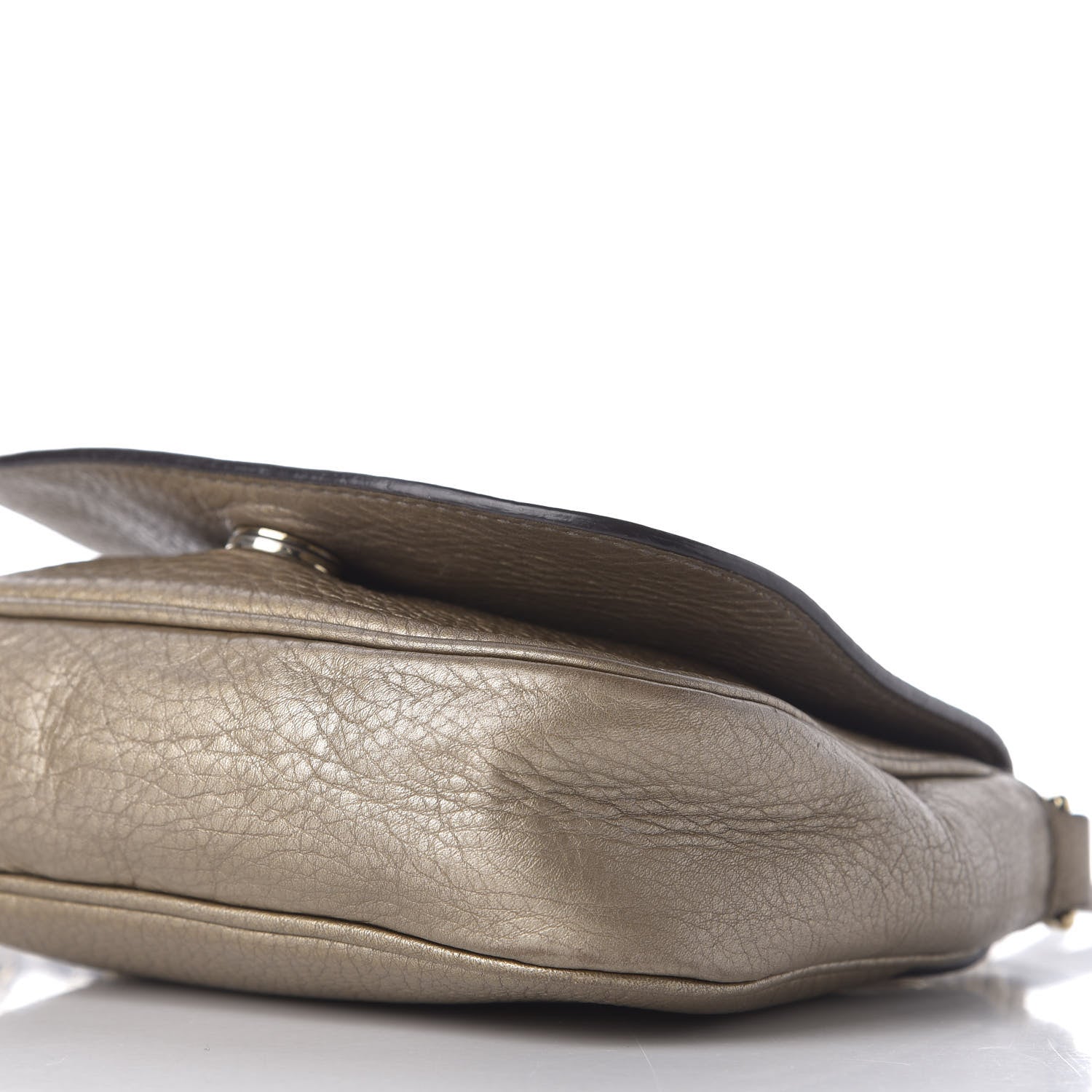 Gucci Metallic Pebbled Calfskin Small Soho Flap Crossbody Golden Beige 8 of 12