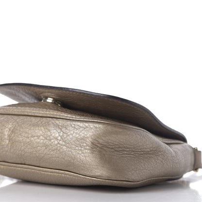 Gucci Metallic Pebbled Calfskin Small Soho Flap Crossbody Golden Beige 8 of 12