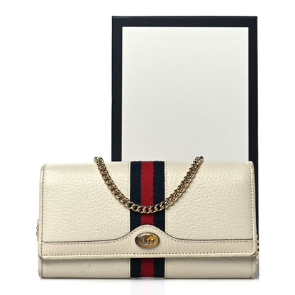Gucci Textured Calfskin Web Ophidia Wallet On Chain Mystic White 14 of 14