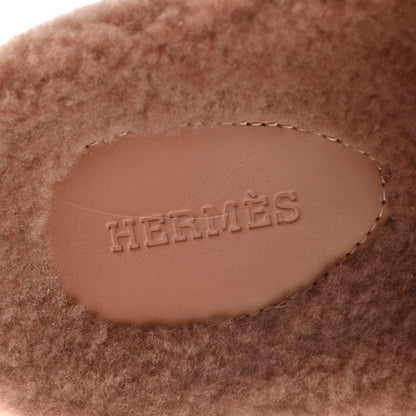 Hermes Suede Goatskin Woolskin Womens Chypre Sandals 38.5 Rose Aube 7 of 8