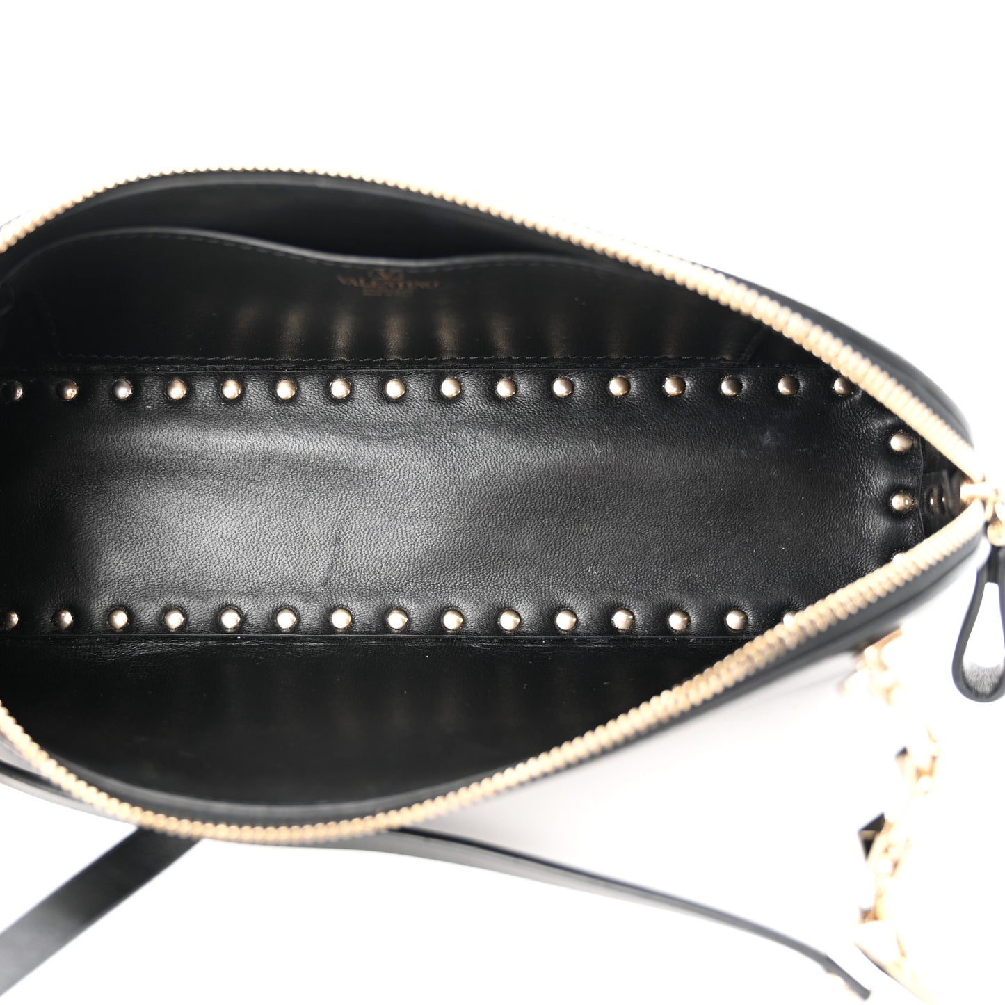 Smooth Calfskin Rockstud East West Crossbody Clutch Bag Black