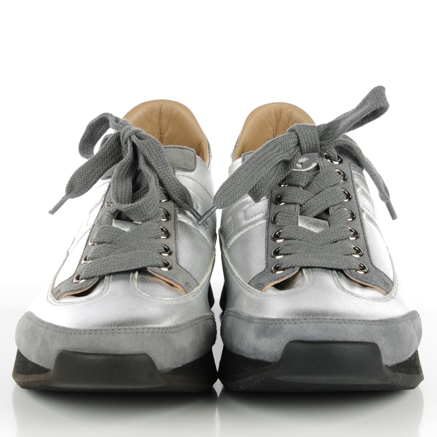 Nappa Suede Goatskin Goal Sneakers 36.5 Silver Ash