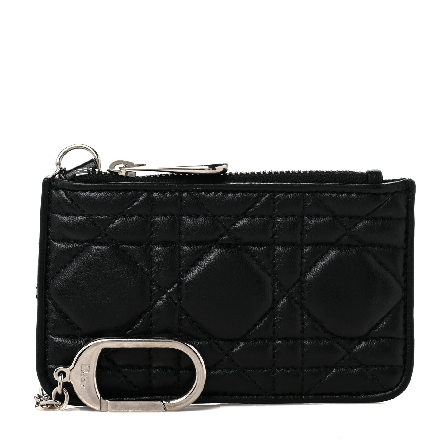 Lambskin Cannage Lady Dior Key Pouch Black
