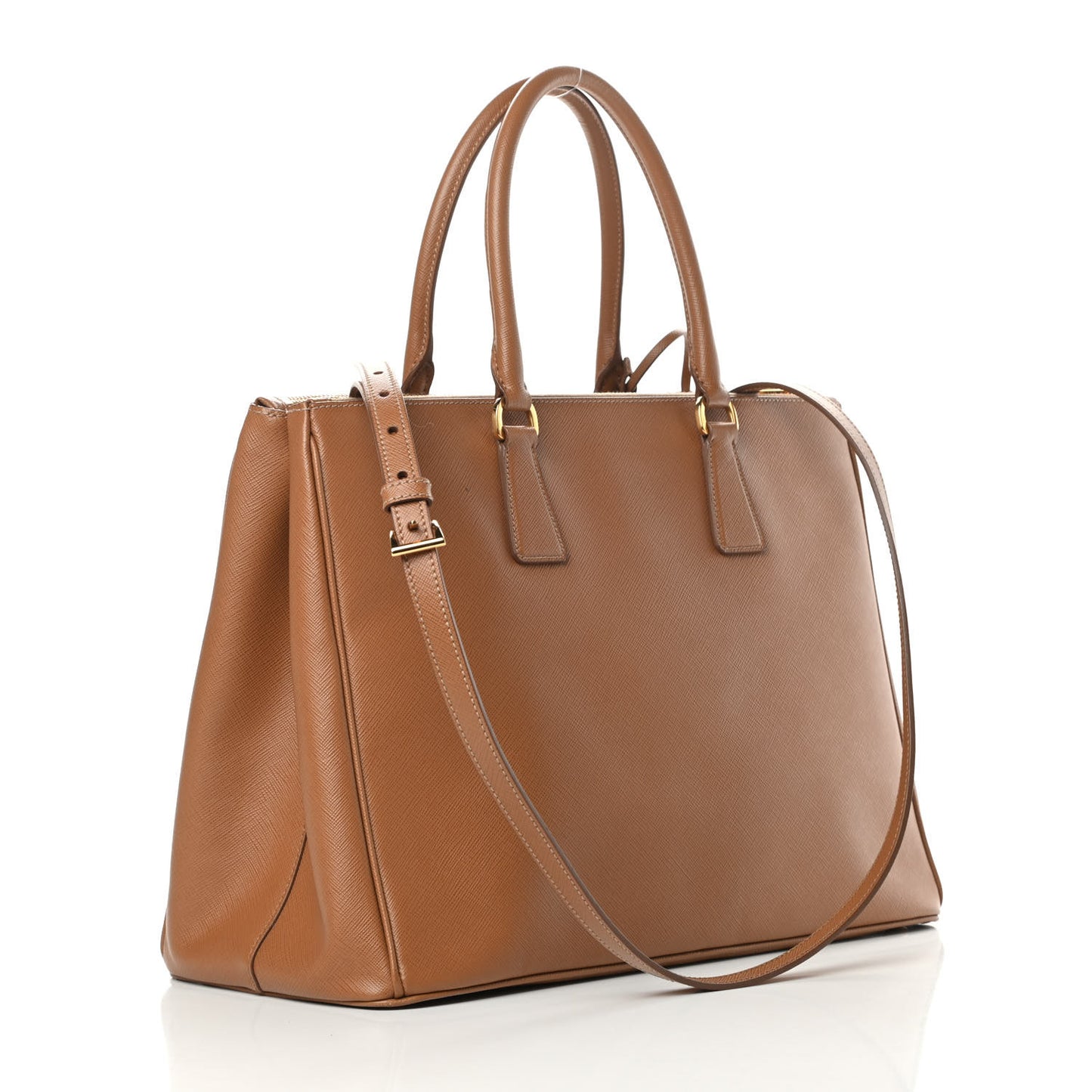 Saffiano Medium Galleria Double Zip Tote Caramel