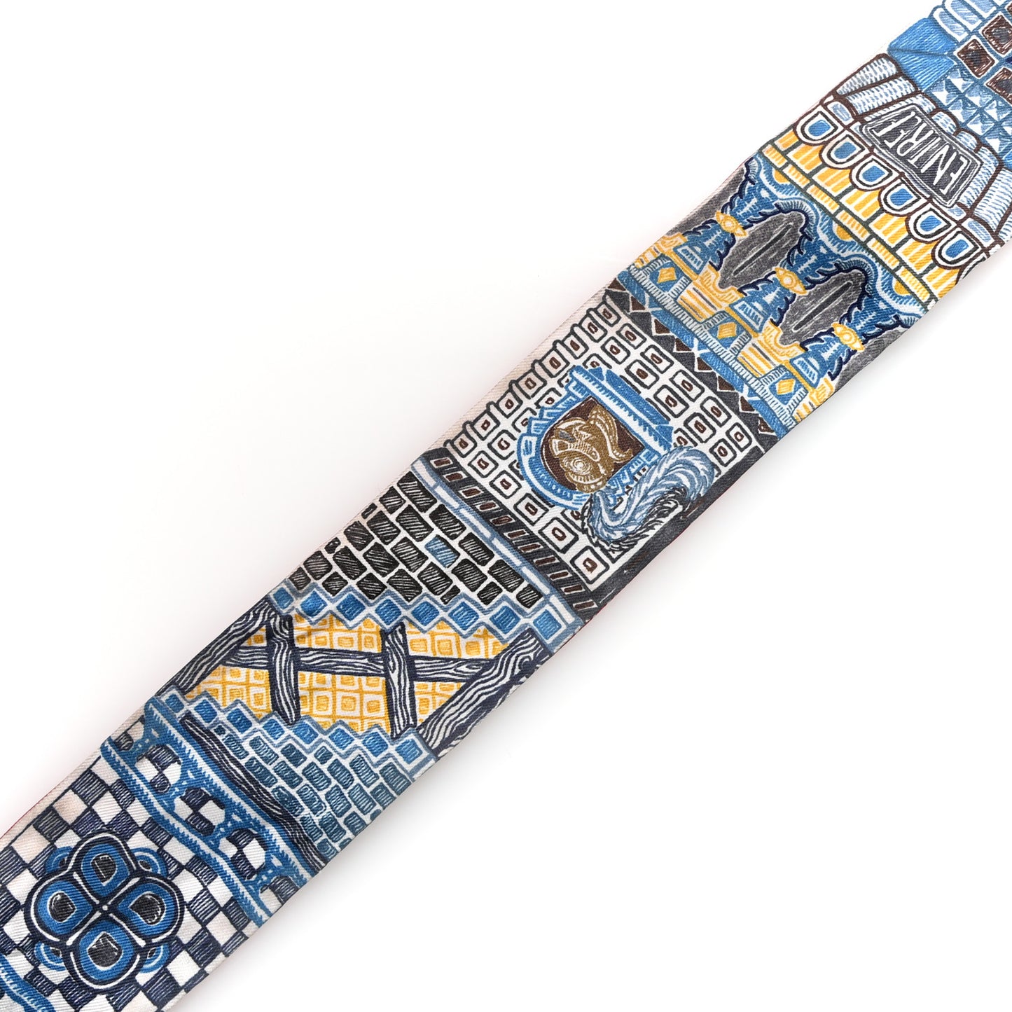 Silk Super Silk Quest Twilly Bleu Beige Dore Brun