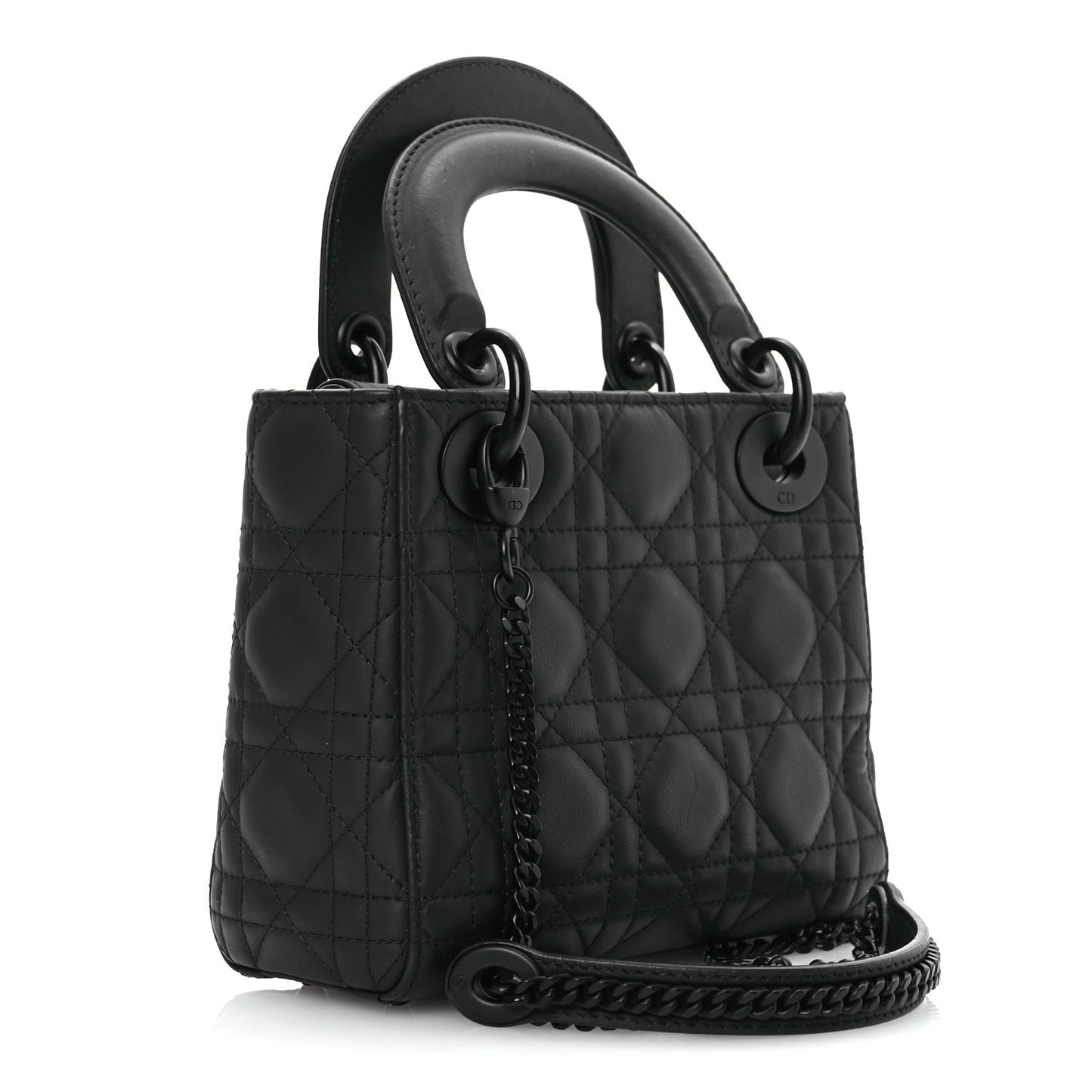 Ultra Matte Calfskin Cannage Mini Lady Dior Black