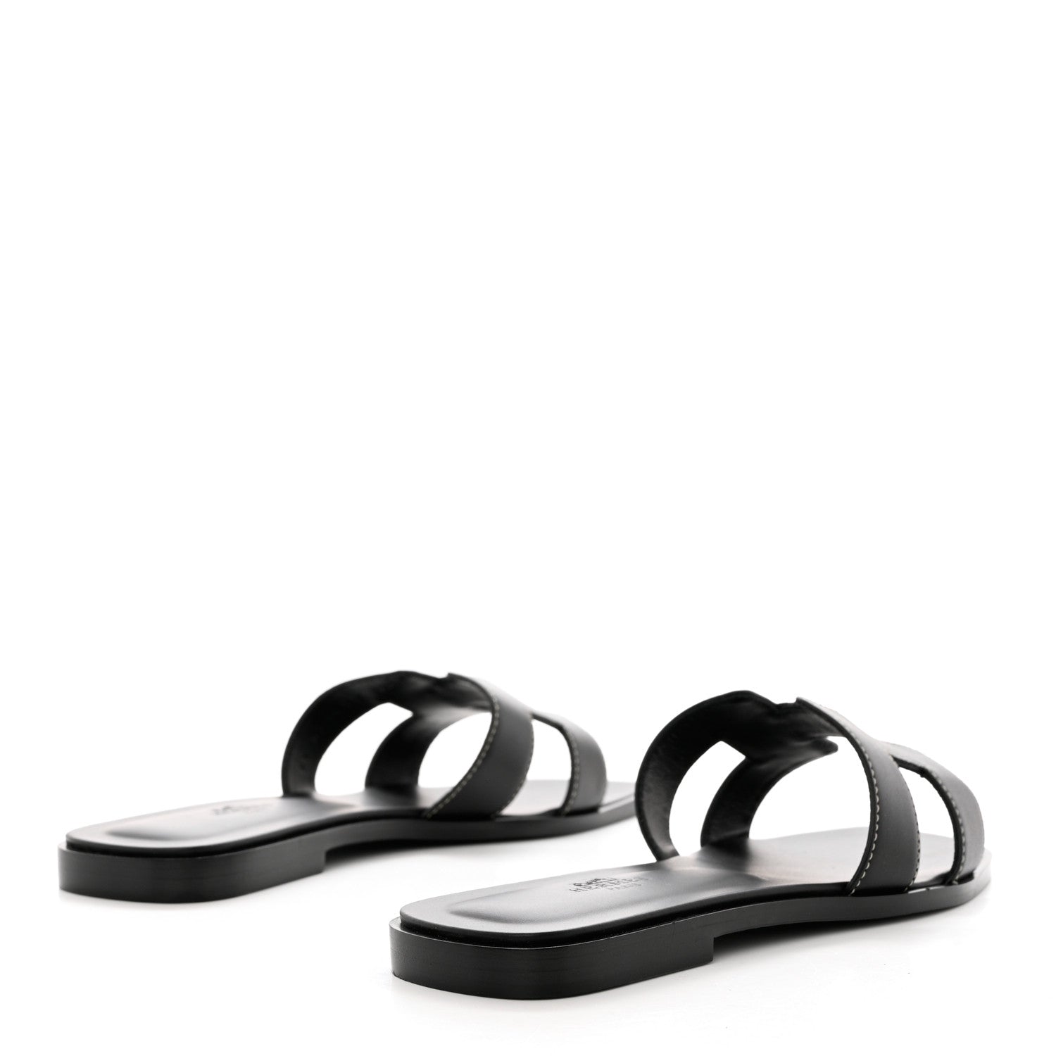 Hermes Box Calfskin Oran Sandals 38 Black 4 of 9