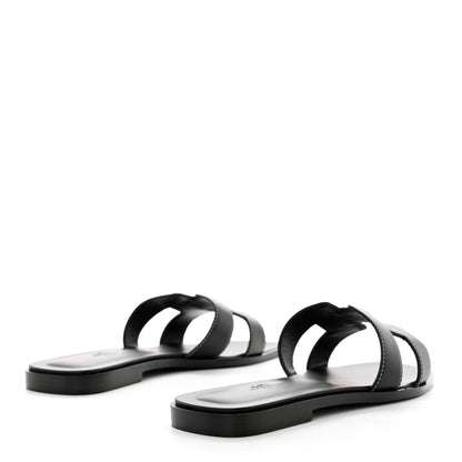 Hermes Box Calfskin Oran Sandals 38 Black 4 of 9