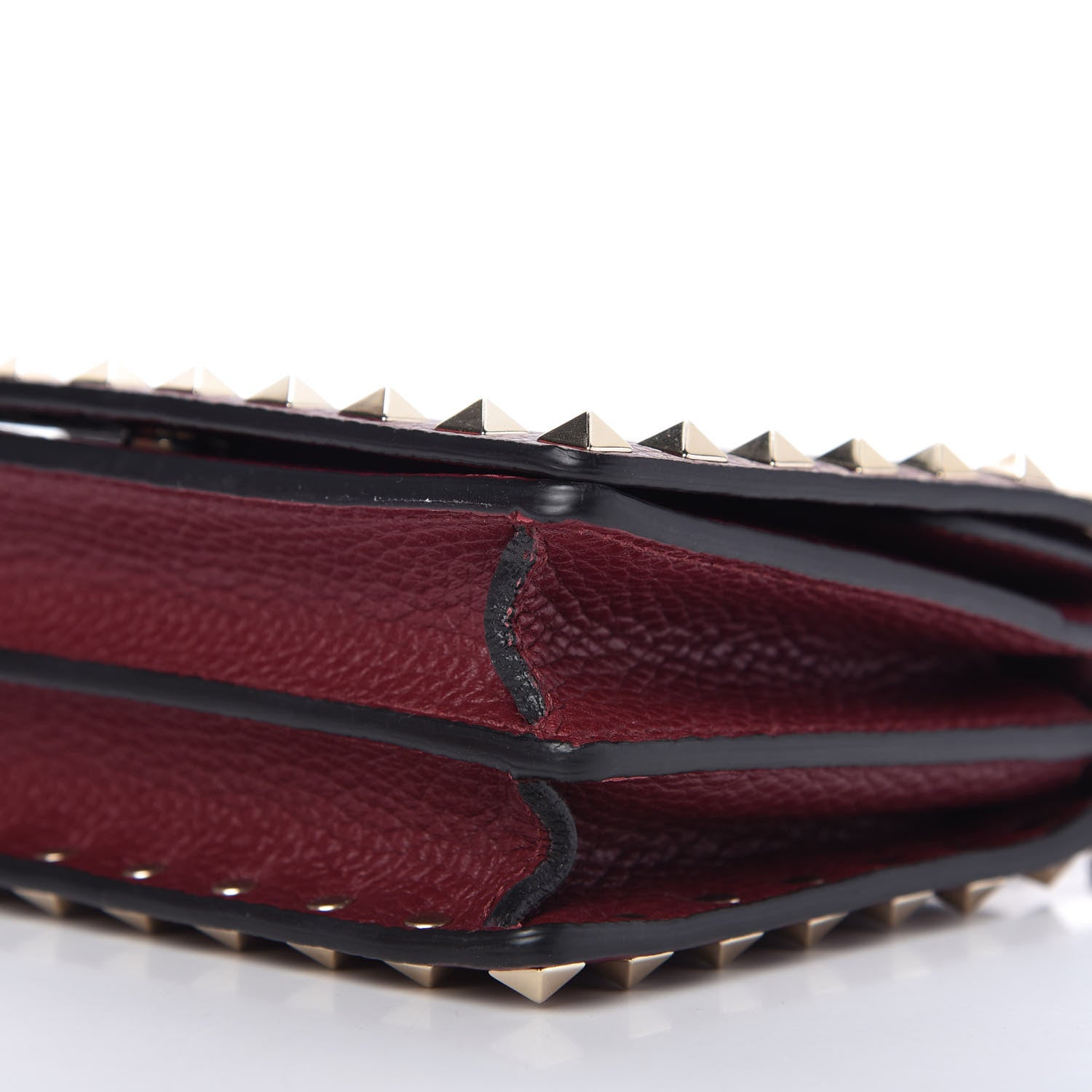 Valentino Garavani Pebbled Calfskin Rockstud Wallet on Chain Cerise 7 of 9
