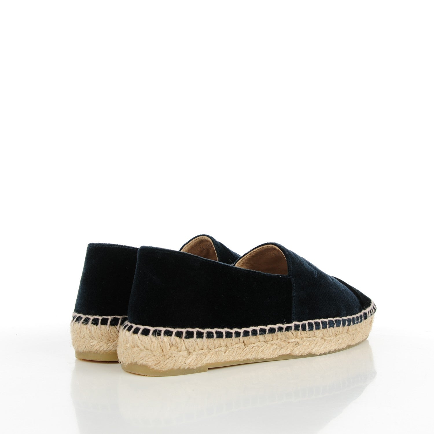 Chanel Velvet CC Espadrilles 35 Navy Black 4 of 9