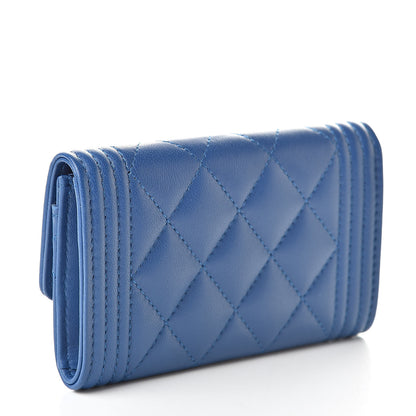 Chanel Lambskin Quilted Boy Card Holder Wallet Blue 3 of 9