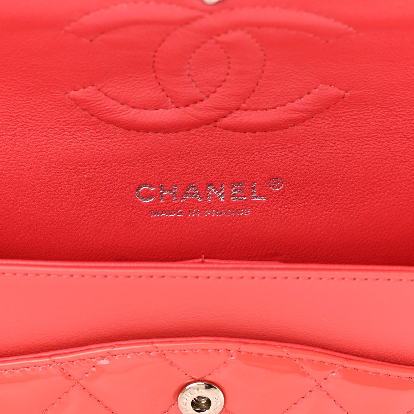 Patent Quilted Medium Double Flap Pink